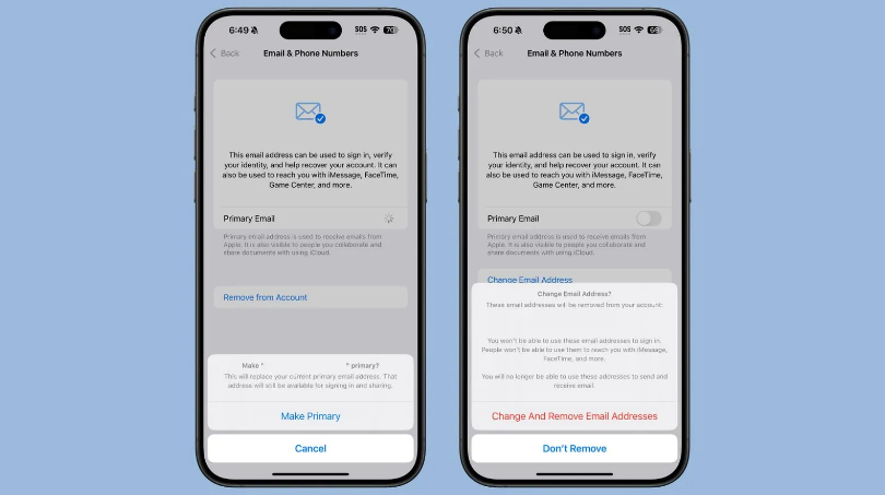 宾川苹果手机维修分享苹果 iOS 18.1 支持设置“主要”邮箱地址并更改 iCloud 邮箱 